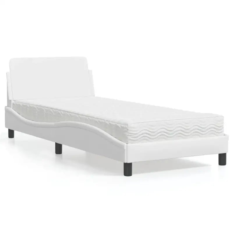 Slaap lekker met wit materiaal bed met multiplex lattenbodem en 22d PU-schuim - Wit / 90 x 200 cm - Bedden & bedframes