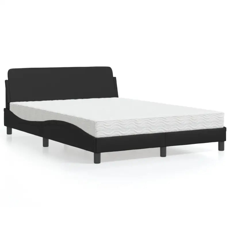 Slaap lekker met wit materiaal bed met multiplex lattenbodem en 22d PU-schuim - Zwart / 120 x 200 cm - Bedden &