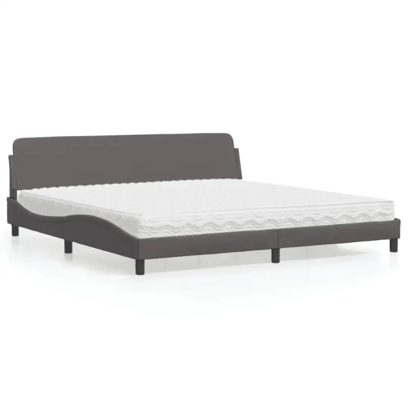Slaap lekker met wit materiaal bed met multiplex lattenbodem en 22d PU-schuim - Grijs / 200 x 200 cm - Bedden &