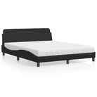 Slaap lekker met wit materiaal bed met multiplex lattenbodem en 22d PU-schuim - Zwart / 160 x 200 cm - Bedden &