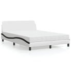 Slaap lekker met wit materiaal bed met multiplex lattenbodem en 22d PU-schuim - Wit en zwart / 140 x 200 cm - Bedden &