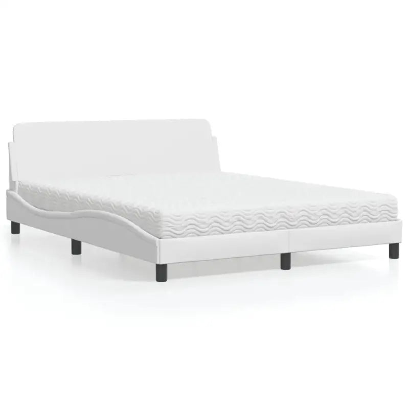 Slaap lekker met wit materiaal bed met multiplex lattenbodem en 22d PU-schuim - Wit / 160 x 200 cm - Bedden & bedframes