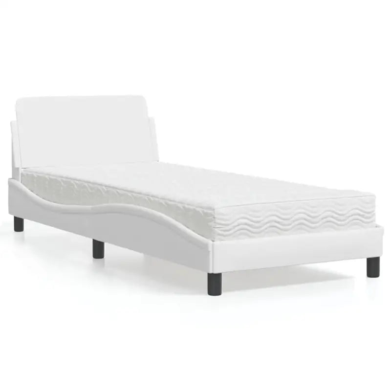 Slaap lekker met wit materiaal bed met multiplex lattenbodem en 22d PU-schuim - Wit / 80 x 200 cm - Bedden & bedframes