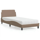 Slaap lekker met wit materiaal bed met multiplex lattenbodem en 22d PU-schuim - Cappuccino / 90 x 190 cm - Bedden &