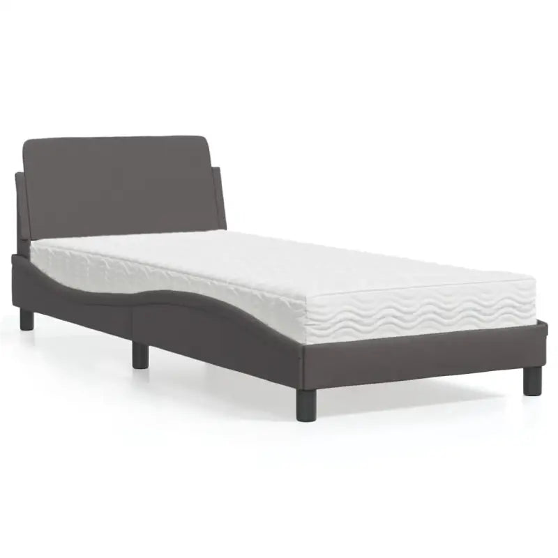 Slaap lekker met wit materiaal bed met multiplex lattenbodem en 22d PU-schuim - Grijs / 80 x 200 cm - Bedden & bedframes