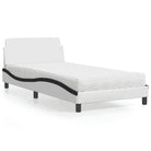 Slaap lekker met wit materiaal bed met multiplex lattenbodem en 22d PU-schuim - Wit en zwart / 100 x 200 cm - Bedden &