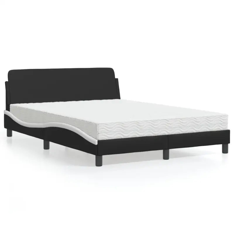 Slaap lekker met wit materiaal bed met multiplex lattenbodem en 22d PU-schuim - Zwart en wit / 120 x 200 cm - Bedden &