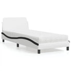 Slaap lekker met wit materiaal bed met multiplex lattenbodem en 22d PU-schuim - Wit en zwart / 90 x 190 cm - Bedden &