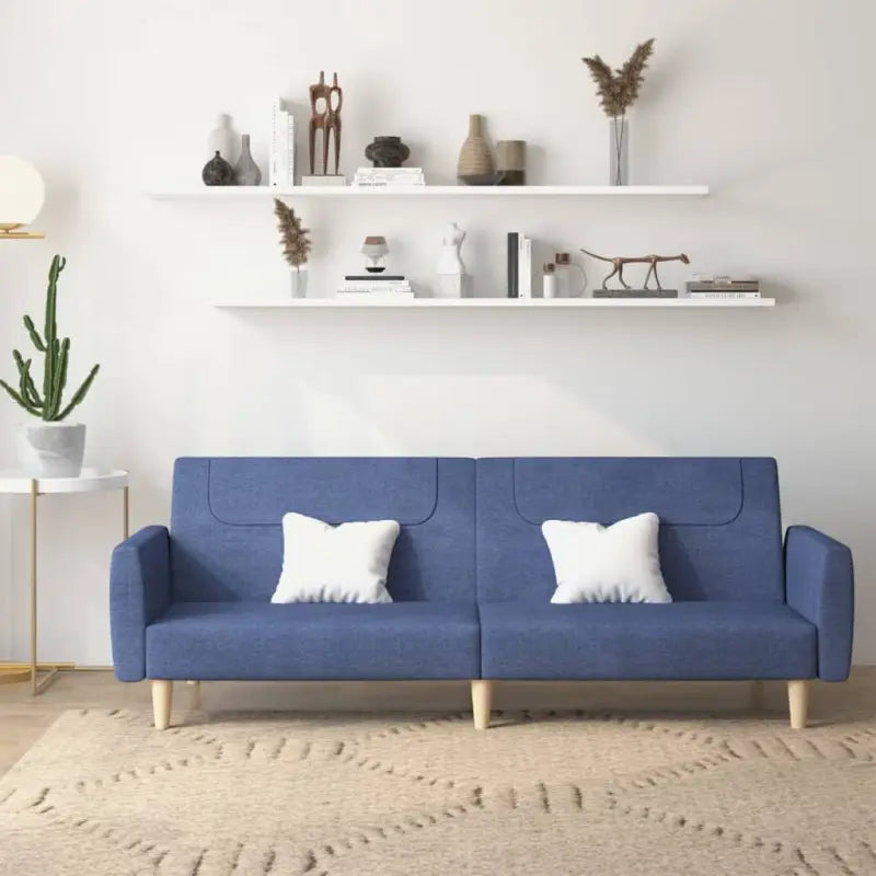 Slaapbank met 2-in-1 functie en optimale totale afmetingen - Blauw - Banken