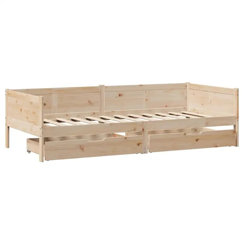 Slaapbank met lades in massief grenenhout met rustieke charme - Bedden & bedframes