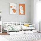 Slaapbank met massief grenenhout en rustieke charme - Wit / 80 x 200 cm - Bedden & bedframes