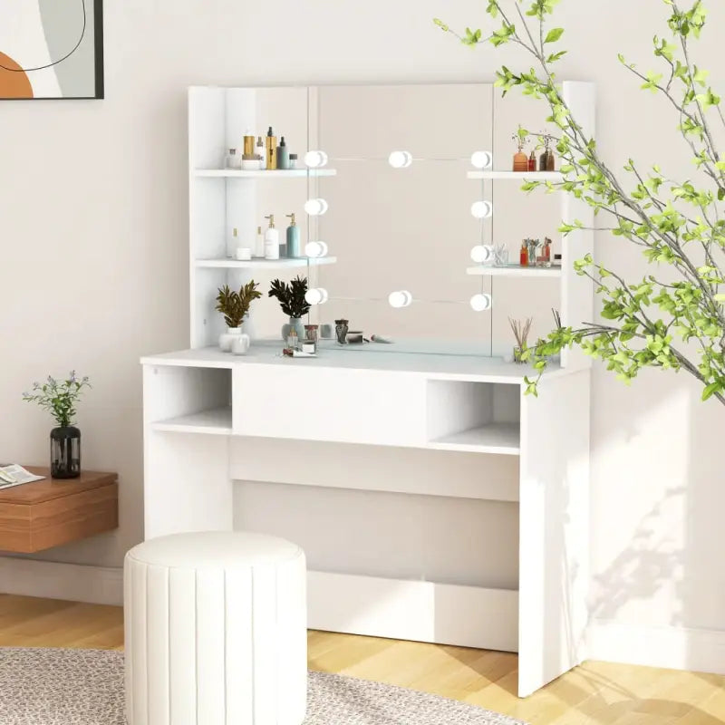 Slaapkamerkaptafel in glanzend grijs met modern en strak ontwerp - Wit / 1 - Slaapkamerkaptafels