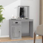 Slaapkamerkaptafel van bewerkt hout met moderne asymmetrische vorm - Grijs sonoma / 1 / met spiegel