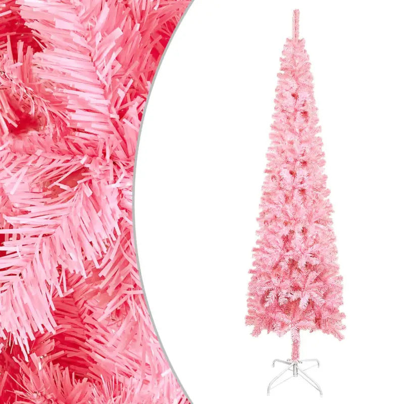 Smalle Levensechte Kerstboom voor een Unieke Kerstsfeer - Roze / 120 x 38 cm / 1 - Kerstbomen
