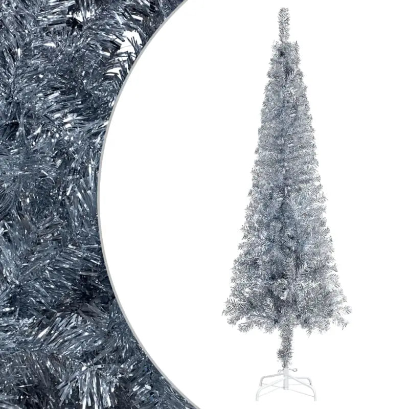 Smalle Levensechte Kerstboom voor een Unieke Kerstsfeer - Zilver / 240 x 61 cm / 1 - Kerstbomen