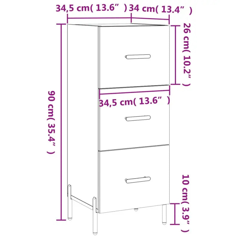 Sonoma Eiken Dressoir met metalen poten en bewerkt hout - Dressoirs & buffetkasten
