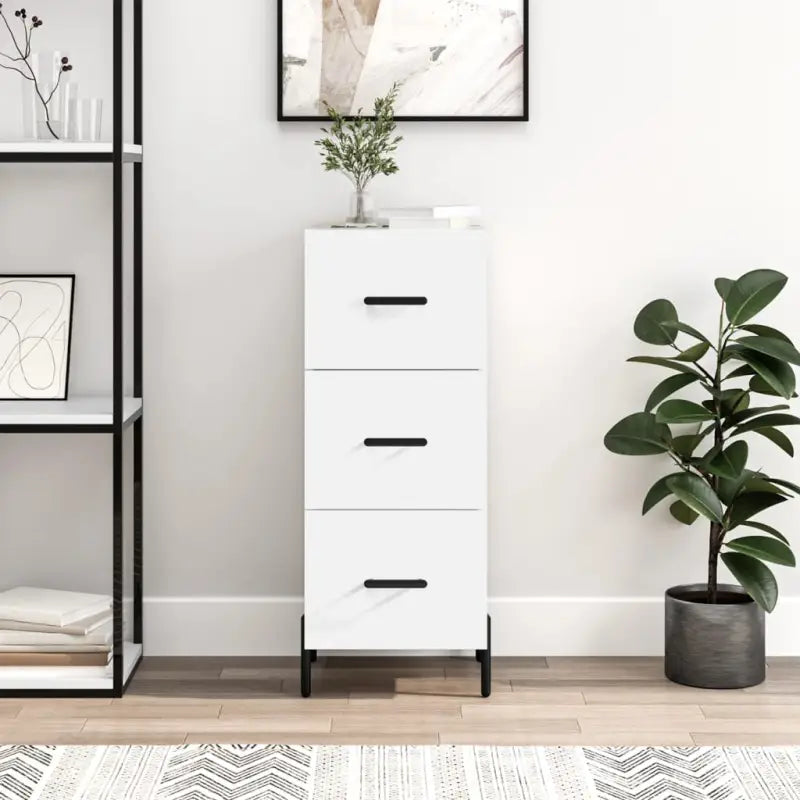 Sonoma Eiken Dressoir met metalen poten en bewerkt hout - Wit / 1 - Dressoirs & buffetkasten