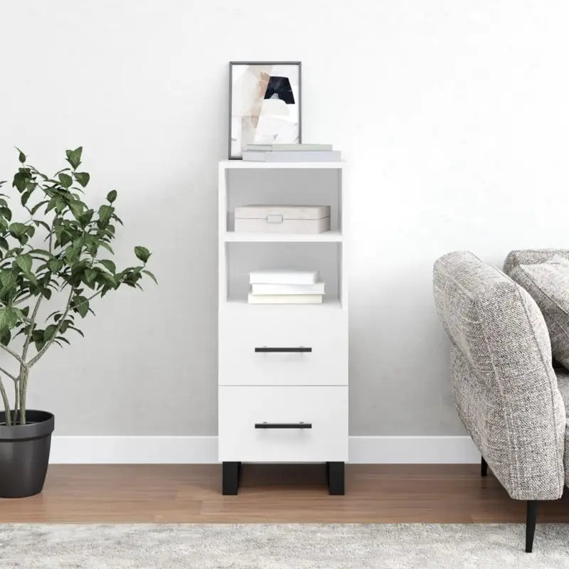 Sonoma eiken dressoir met metalen poten en bewerkt hout - Wit / 1 - Dressoirs & buffetkasten