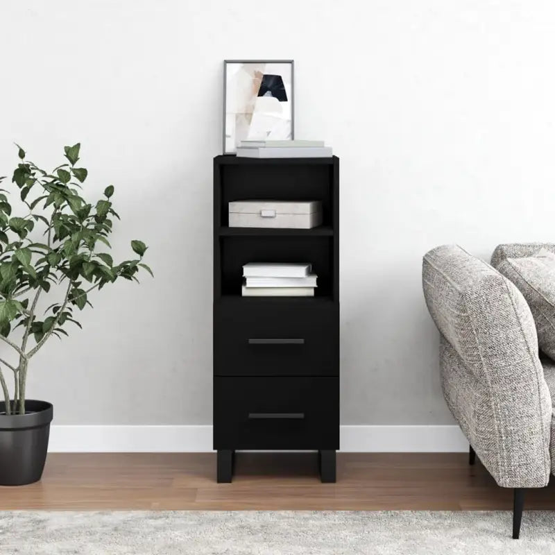 Sonoma eiken dressoir met metalen poten en bewerkt hout - Zwart / 1 - Dressoirs & buffetkasten
