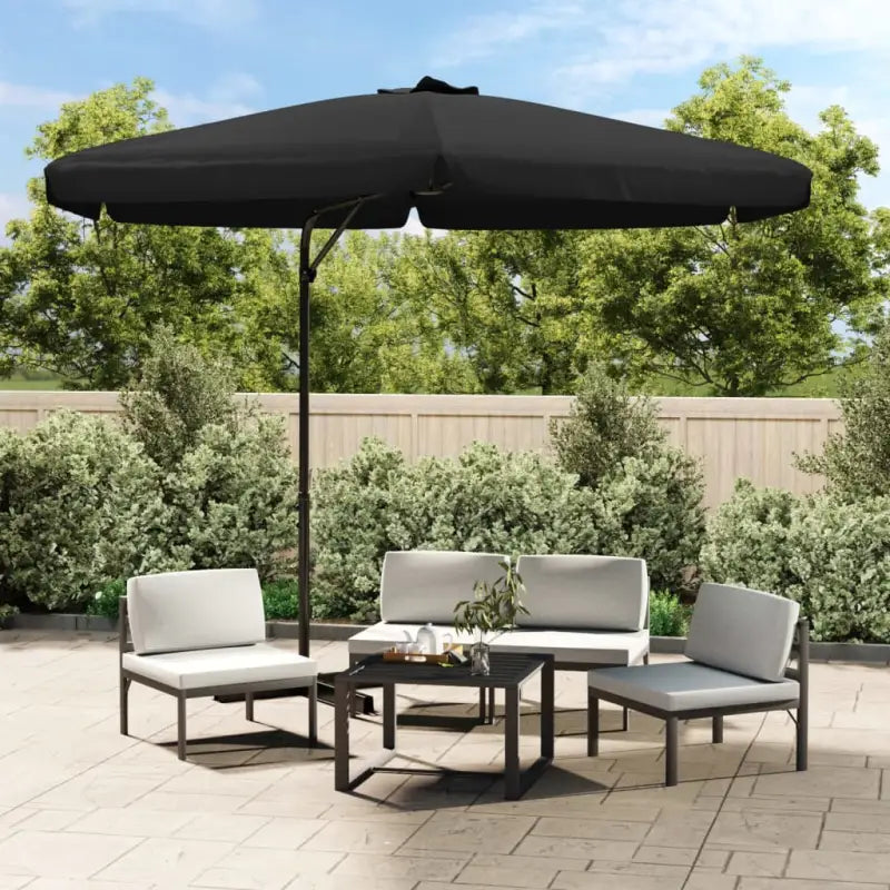 Stalen paal parasol voor bescherming tegen zware regenval en uv-straling - Zwart / 1 - Parasols en zonneschermen
