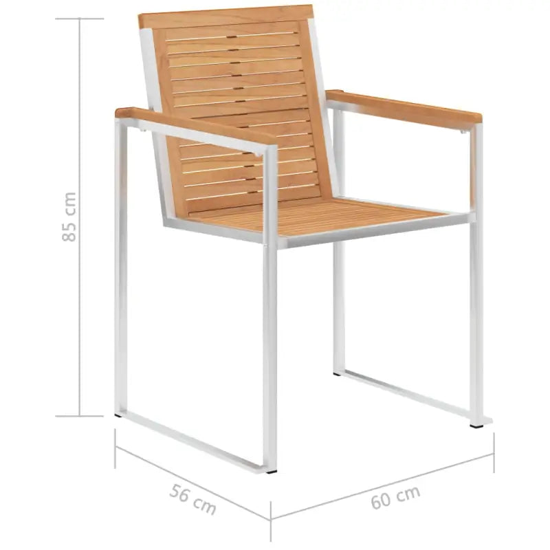 Stapelbare tuinstoelen van massief teakhout met roestvrij staal accenten - Tuinstoelen