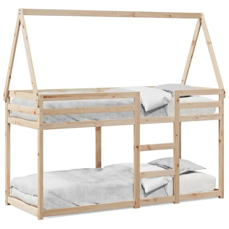 Stapelbed met bedhuis en open zijdeur in massief grenenhout - Bedden & bedframes