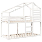 Stapelbed met bedhuis en open zijdeur van massief grenenhout in wit materiaal - Bedden & bedframes