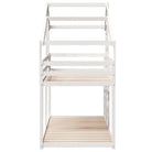 Stapelbed met bedhuis en open zijdeur van massief grenenhout in wit materiaal - Bedden & bedframes