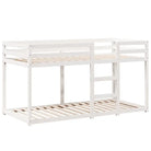 Stapelbed met bedhuis en open zijdeur van massief grenenhout in wit materiaal - Bedden & bedframes