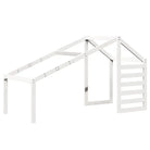 Stapelbed met bedhuis en open zijdeur van massief grenenhout in wit materiaal - Bedden & bedframes