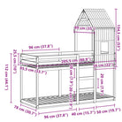Stapelbed met bedhuis in massief grenenhout en open zijdeur - Bedden & bedframes