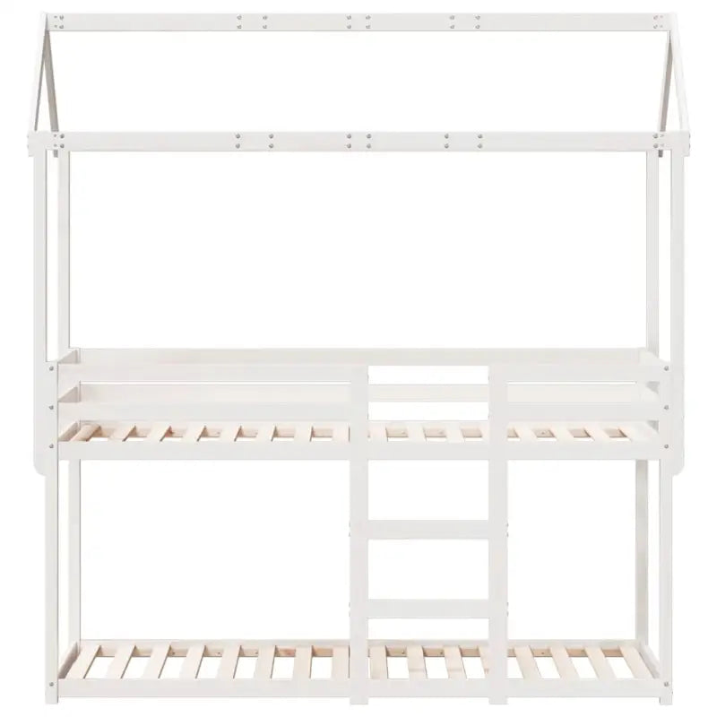 Stapelbed met bedhuis in massief grenenhout en open zijdeur - Bedden & bedframes