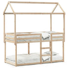 Stapelbed met bedhuis in massief grenenhout en open zijdeur - Naturel / 90 x 200 cm - Bedden & bedframes