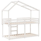 Stapelbed met bedhuis in wit materiaal en massief grenenhout - Bedden & bedframes