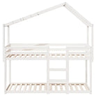 Stapelbed met bedhuis in wit materiaal en massief grenenhout - Bedden & bedframes