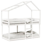 Stapelbed met bedhuis in wit materiaal en massief grenenhout - Bedden & bedframes