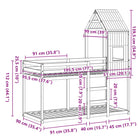 Stapelbed met bedhuis van massief grenenhout en multiplex lattenbodem - Bedden & bedframes