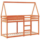 Stapelbed met bedhuis van massief grenenhout en open zijdeur - Bedden & bedframes