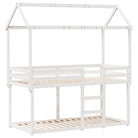 Stapelbed met bedhuis van massief grenenhout en open zijdeur - Bedden & bedframes