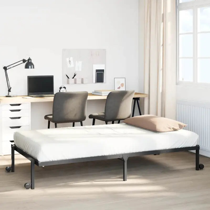 Stevig bedframe met extra opbergruimte en tijdloos design - Zwart / 107 x 203 cm - Bedden & bedframes