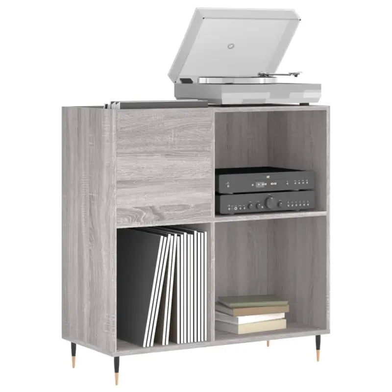 Stevige blad vinylkast met ijzeren poten in grijs Sonoma - Cd- & dvd-kasten