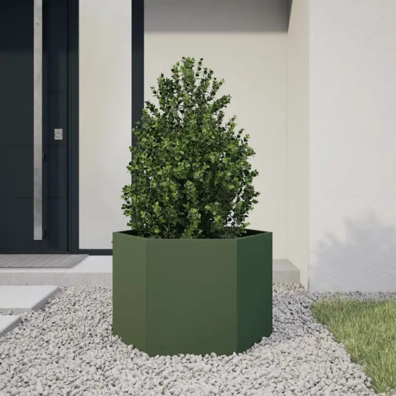 Stevige weerbestendige plantenbak voor andere buitenruimte - Staal/Groen / 69 x 60 x 45 cm / 1 - Bloempotten &