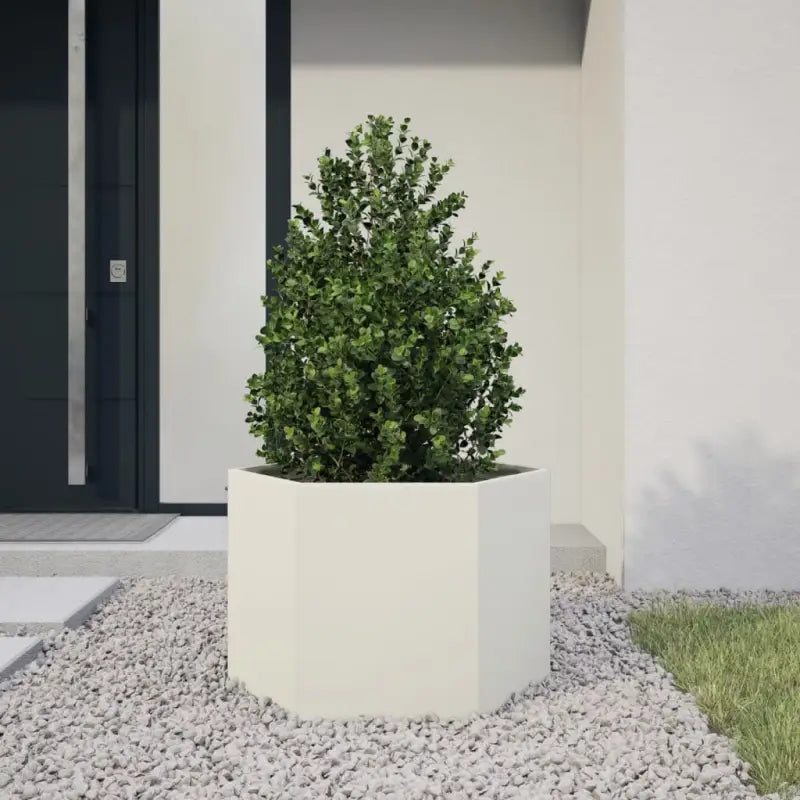 Stevige weerbestendige plantenbak voor andere buitenruimte - Staal/Wit / 69 x 60 x 45 cm / 1 - Bloempotten &