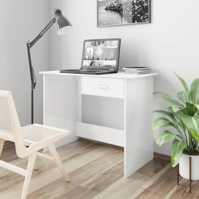 Stijlvol bureau van bewerkt hout voor studeer- of werkkamer - Hoogglans wit - Bureaus