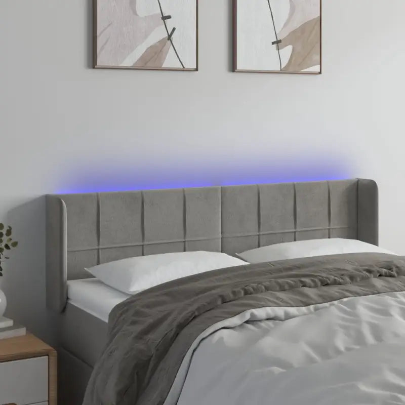 Stijlvol LED Hoofdbord voor een Modern Slaapkamer Accessoire - Lichtgrijs / 147 x 16 x 78/88 cm / 1 - Hoofdborden