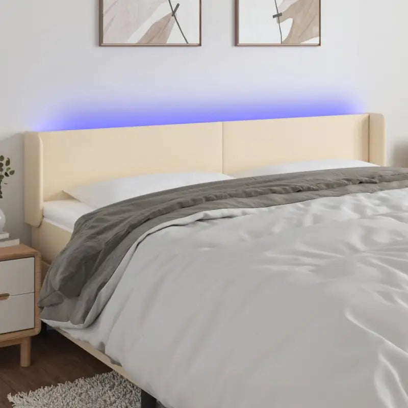 Stijlvol LED Hoofdbord voor een Moderne Slaapkamer - Crème / 163 x 16 x 78/88 cm / 1 - Hoofdborden en voetborden