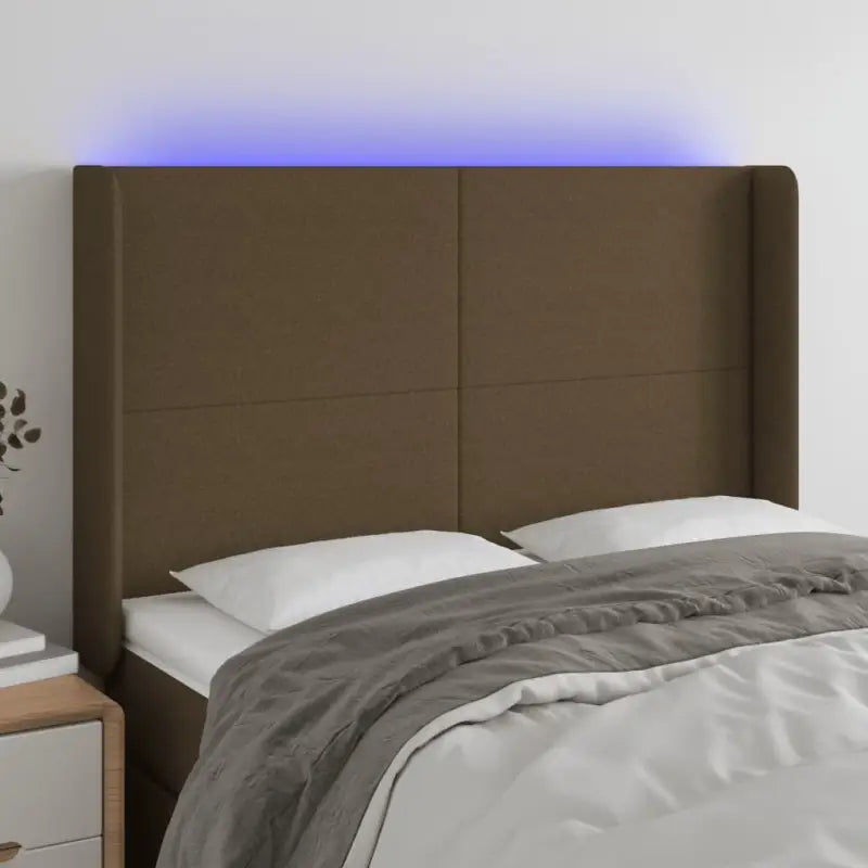 Stijlvol LED Hoofdbord voor een Moderne Slaapkamer - Donkerbruin / 147 x 16 x 118/128 cm / 1 - Hoofdborden en voetborden