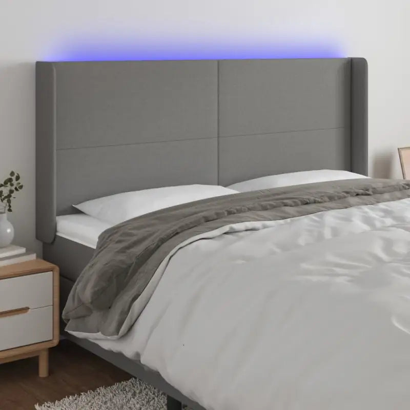 Stijlvol LED Hoofdbord voor een Moderne Slaapkamer - Donkergrijs / 183 x 16 x 118/128 cm / 1 - Hoofdborden en voetborden