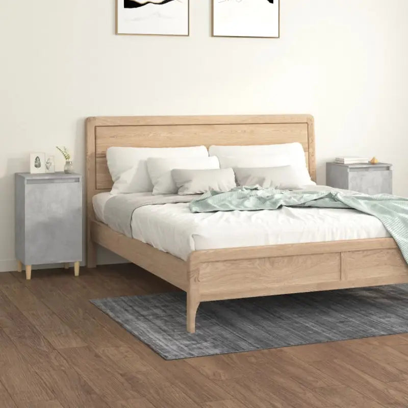 Stijlvol nachtkastje met houten poten en bewerkt hout voor een elegante inrichting - Betongrijs / 2 - Nachtkastjes