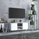 Stijlvol Tv-meubel met metalen poten en industriële charme - Wit / 1 - Tv-meubels